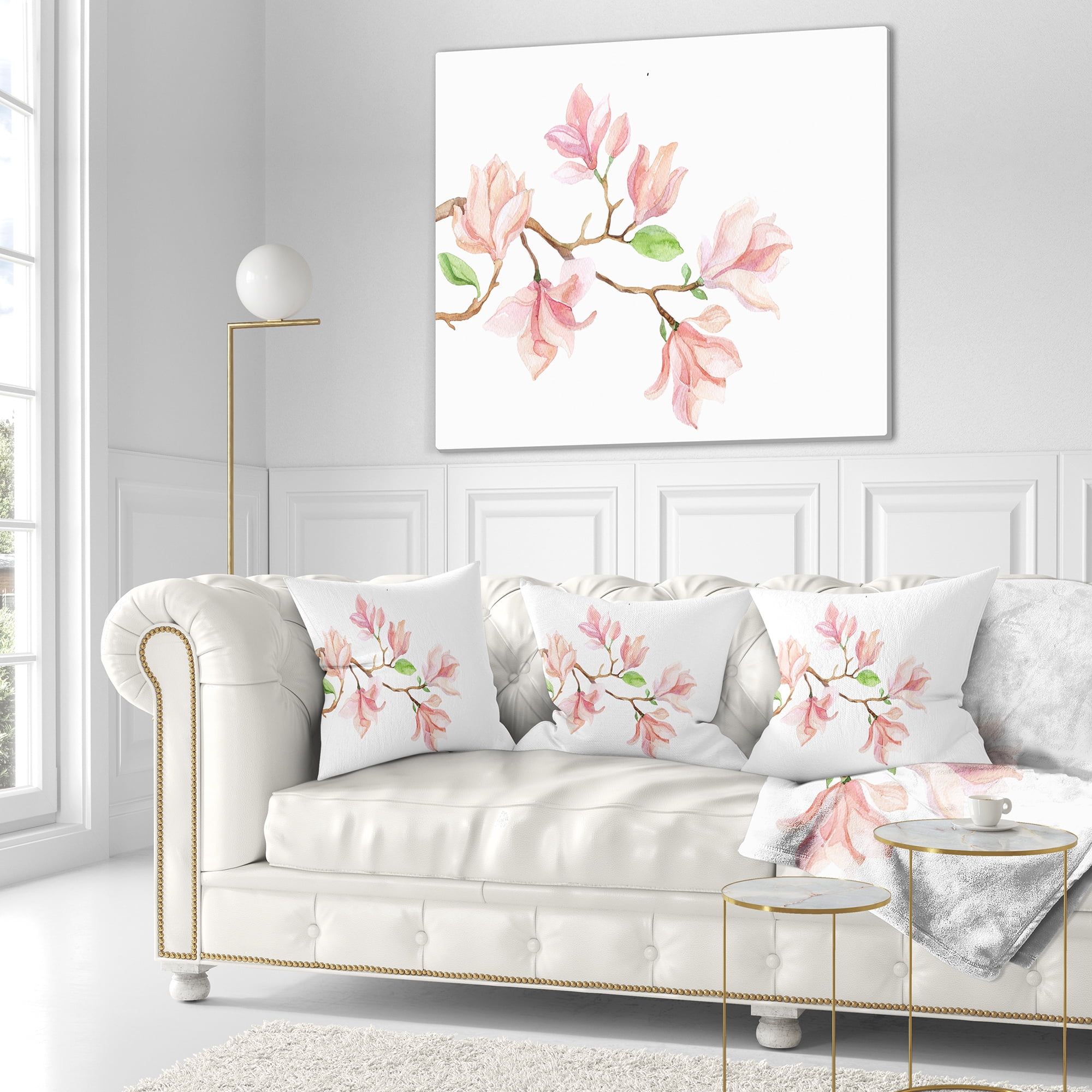 Designart Mongolia Flower Painting - Watercolor Floral Throw Pillow - 16x16