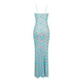 thumbnail image 5 of Yindaity Women's Summer Floral Bodycon Maxi Dress Spaghetti Strap Sleeveless Boho Long Dresses Blue,M, 5 of 5