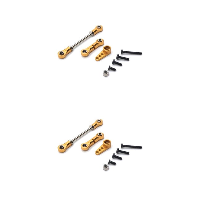 Ounissouiy RC Cars 1/28 Servo Arm Metal mejorado reemplazable varillas de enlace de dirección Kit de reemplazo para WLtoys K969 K979 K989 K999 Oro 2Conjunto