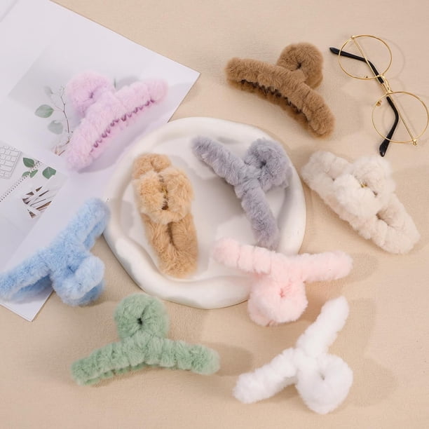 NEW Elegant Oversized Plush Shark Hair Claw 3 SET Hair Claw Clip,Hair Clips Fluffy Grab Clips Large Furry  main image 3
