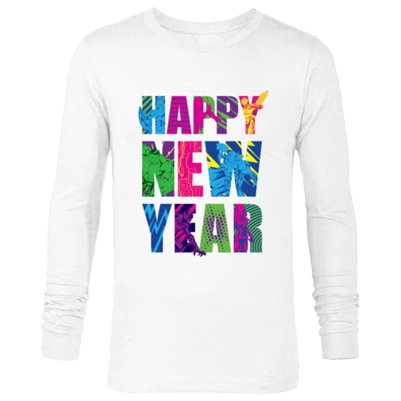 Marvel Avengers Captain America Iron Man Hulk Happy New Year - Long Sleeve T-Shirt for Men - Customized-White