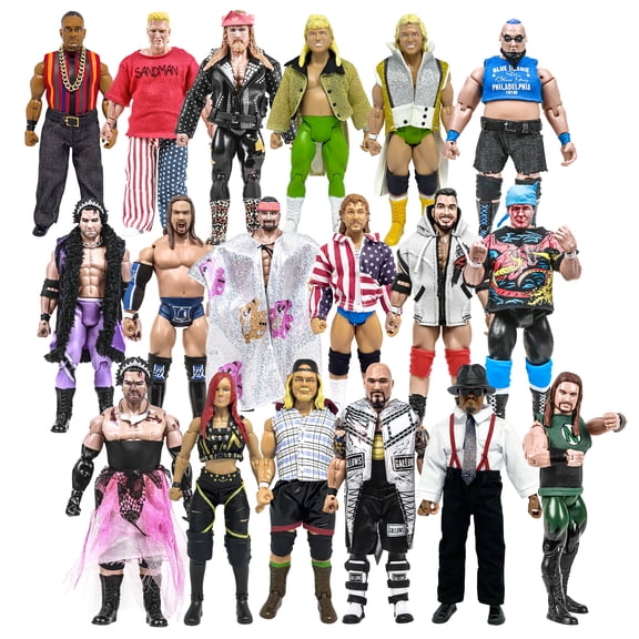 Set of 18 Loose Rising Stars & Legends of Wrestling Action Figures