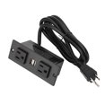 thumbnail image 1 of Recessed Power Strip 2 AC Outlets 2 USB Ports Furniture Desktop Embedded Power Socket 1.5m Cable US Plug 125V, 1 of 7