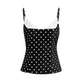 thumbnail image 4 of FUYUDY Women'S Tank Top Summer Sexy Slim Fit Square Collar Backless Vest With Lace And White Polka Pattern Stylish Versatile Female Camisole For Casual Daily Wear,Black,L, 4 of 4