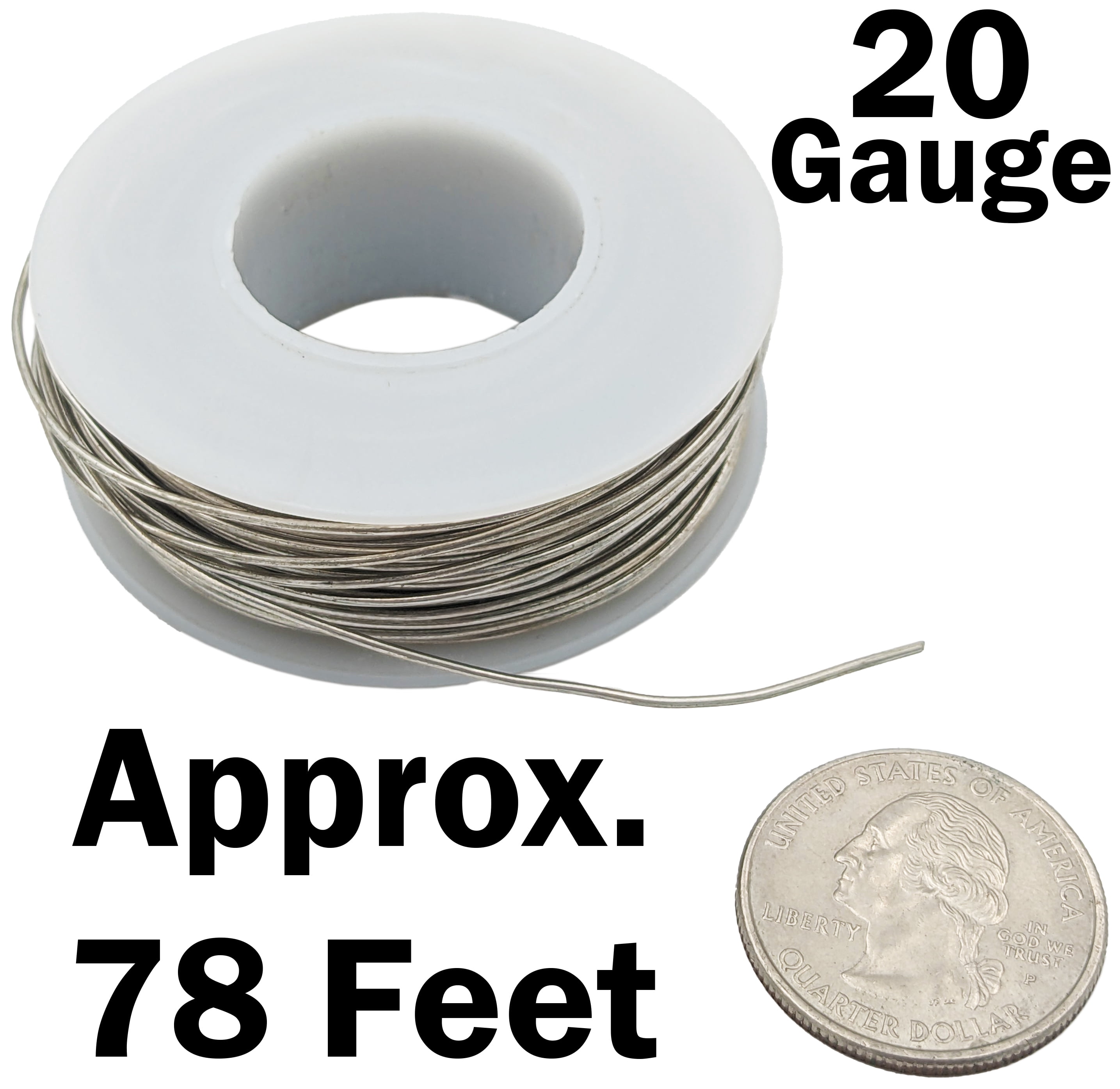 78 Feet 20 Gauge Silver Color Tinned Copper Crafting Wire, Uninsulated