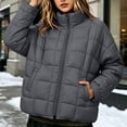 thumbnail image 4 of Womens Lightweight Puffer Jacket Zip Up Stand Collar Box Quilted Oversized Padded Coat Warm Fall Winter Casual Outerwear with Pockets, 4 of 8