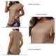 thumbnail image 4 of Blusa De Manga Corta Con Volantes Moda Casual Elegante Cuello Redondo Volantes Manga Corta Camiseta De Verano Caqui S, 4 of 5