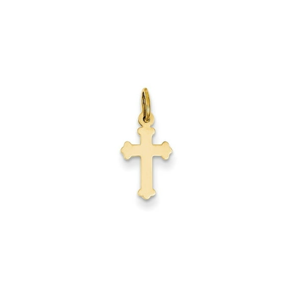14k Yellow Gold Mini Polished Cross Charm - .3 Grams - Measures 11x8mm