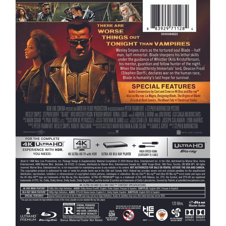 New Line Home Video - Blade (4K Ultra HD + Blu-ray) Horror Movie
