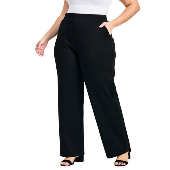 Avenue Women's Plus Size Petite Zoe Ponte Straight Leg Pant