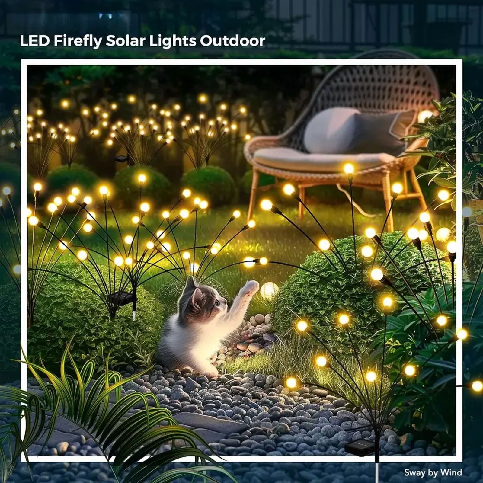 6 Pack 48 LED Super Bright Solar Lights Outdoor Garden Decor: Firefly Solar Outdoor Lights, Solar Lights for Outside, Yard Patio Porch Pathway Landscape Decorations