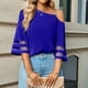 thumbnail image 3 of Chaqueta Top casual de un hombro con botones de metal de color sólido a la moda para mujer Ygjytge para Mujer Azul T XL, 3 of 7
