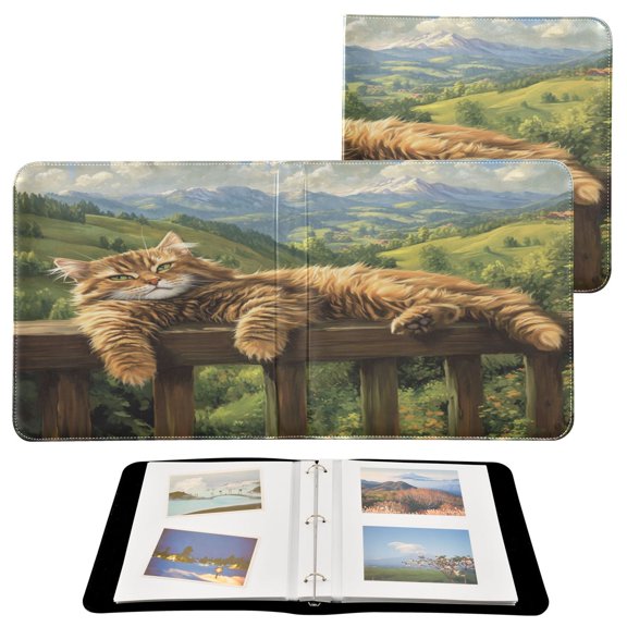 BZSMCE Photo Album Book Scrapbooking Side-lying Cat Printed Picture Album