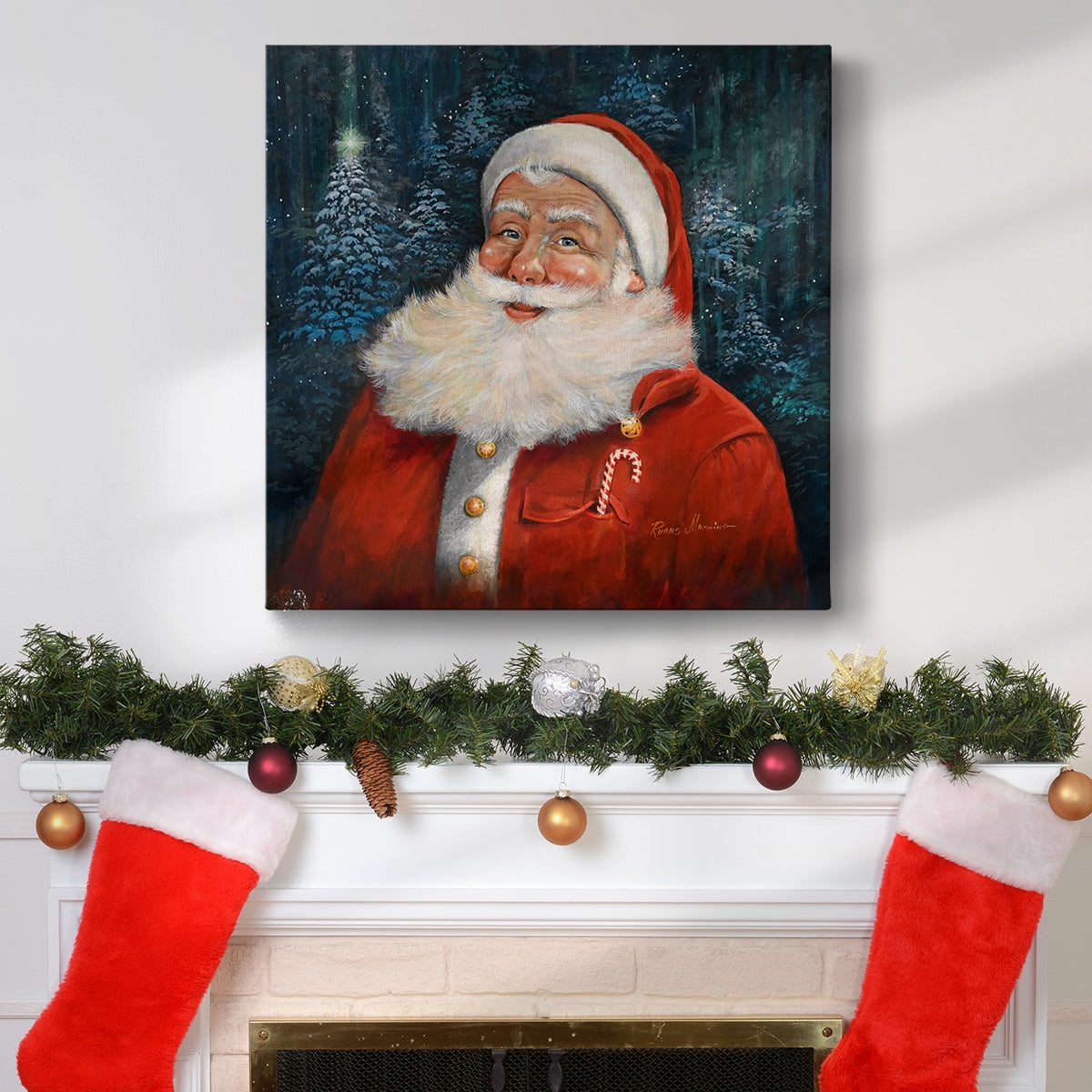 Candy Cane Santa- Gallery Wrapped Canvas