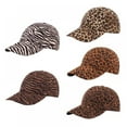thumbnail image 4 of Leopard Print Baseball Cap Adjustable Back Women Girls Cotton Hat Matching Hoop Earrings, 4 of 5