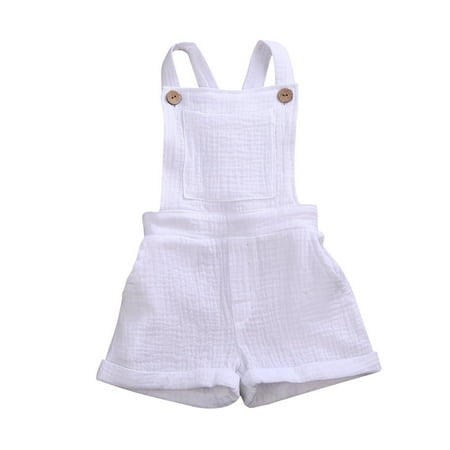

Toddler Baby Boy Girl Solid Color Sleeveless Romper Jumpsuit Bib Overall Suspender Pants