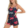 thumbnail image 4 of Goodtrade8 Shorts & Tops Pajamas Sets for Women Stain Sleeveless Homewear Heart Print 2 Pieces Casual PJS Loungewear Summer Womens PJS Homewear, 4 of 4