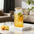 thumbnail image 6 of 64oz  Glass Pitcher, Water Pitcher with Lid and Spout, 1.8L Glass Carafe for Fridge, Thickened Borosilicate Iced Juice Jugs for Cold and Hot Beverage, Easy Clean Heat Resistant Glass Jug, 6 of 7
