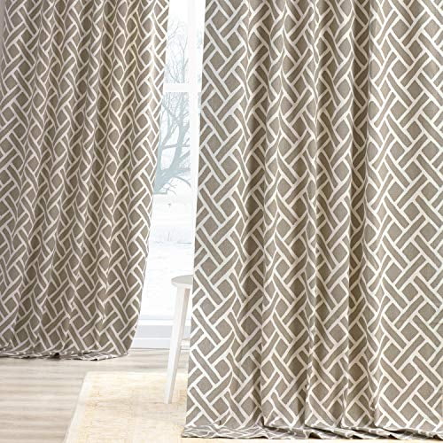 HPD Half Price Drapes Printed Cotton Curtains For Room Decorations 50 X 108 (1 Panel), PRCT-D07-108, Martinique Taupe