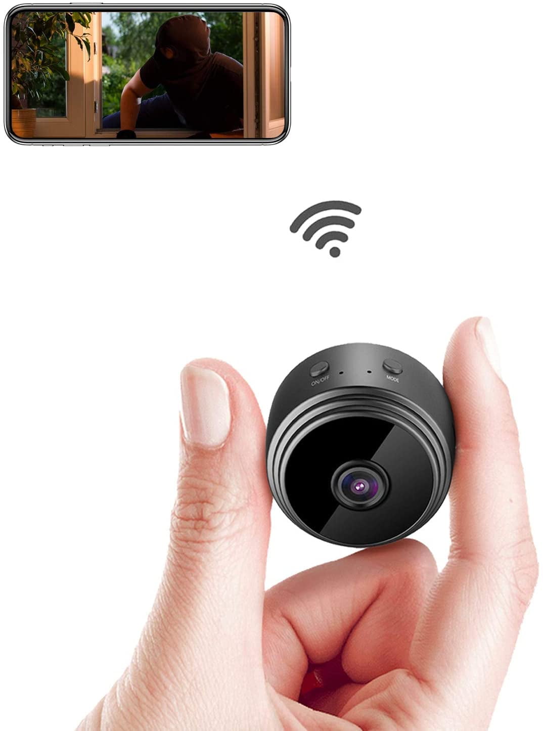 veld vervolgens verschil WiFi Mini Camera Ultra Compact Network Camera Wireless IP Camera 1080P with  Motion Detection Night Vision Cameras, Nanny Baby Pet Cam for iPhone /  Android Phone / iPad - Walmart.com