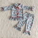 thumbnail image 2 of Venta al por mayor Boutique bebé niña Navidad niños Boutique traje pijamas ropa de dormir ropa cárdigan azul camisa Santa pantalones conjunto infantil, 2 of 2