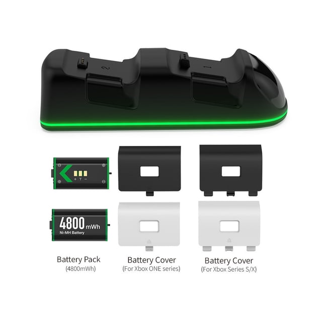 Xbox Universal Dual Controller Charging Kit - Dock Station with 2x 2000mAh Rechargeable Batteries for Xbox Series X/S & Xbox One/X/S Controllers | Fast Charging, LED Indicators, Overcharge Protection