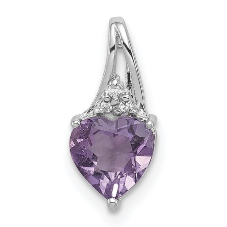 - 925 Sterling Silver Diamond Purple Amethyst Heart Pendant Charm Necklace Gemstone Fine Jewelry For Women Gift Set