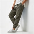 thumbnail image 6 of Zimjoy Cotton Linen Pants for Men Elastic Waist and Ankle Drawstring Baggy Style Lightweight Breathable Beach Pants Army Green L, 6 of 6