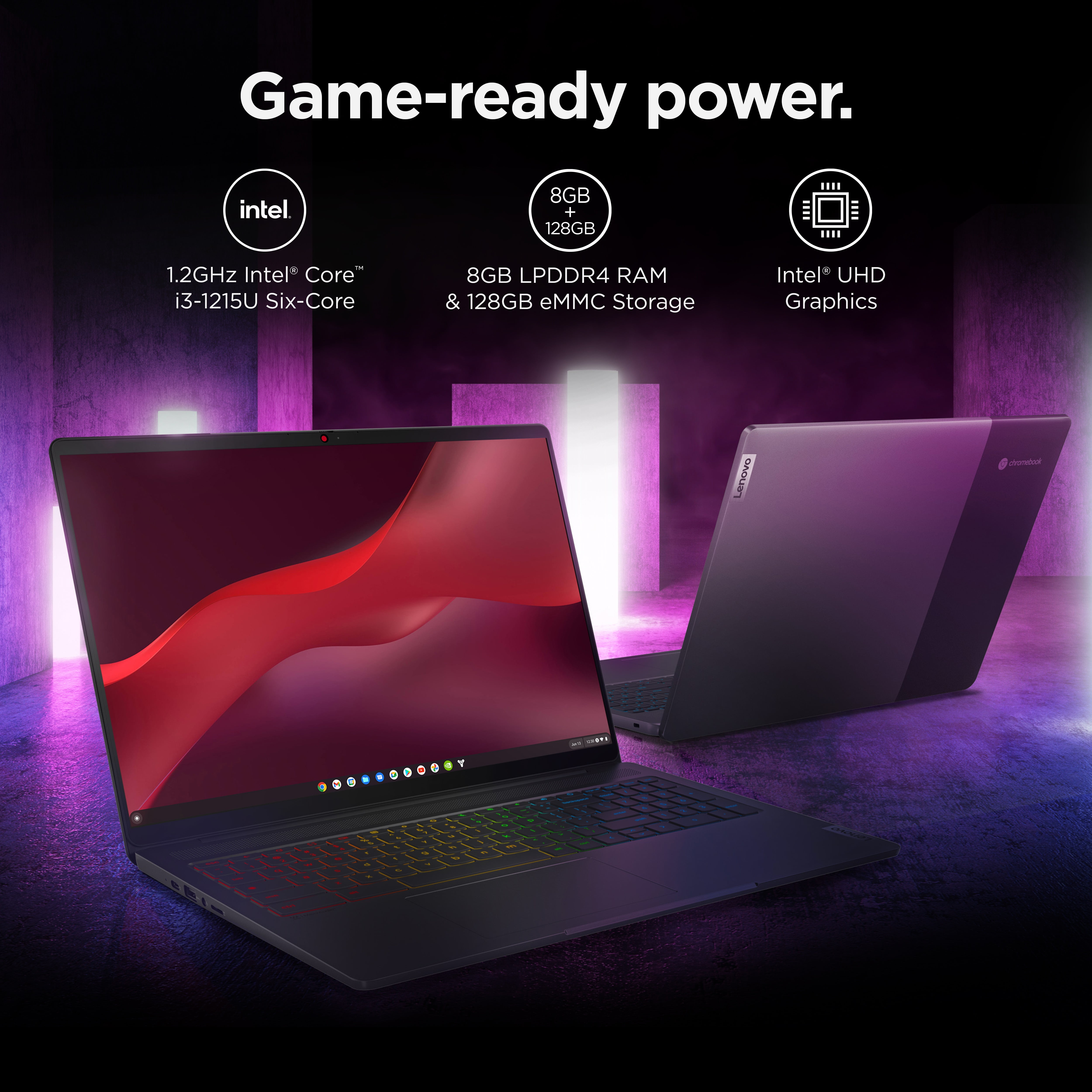 klinke udtrykkeligt nummer Lenovo Ideapad Gaming Chromebook, 16.0" WQXGA 2.5K IPS Display, Intel Core  i3-1215U, 8GB RAM, 128GB eMMC, Storm Grey, 82V80009UX, Cloud Gaming -  Walmart.com