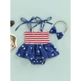 thumbnail image 2 of Liacowi Independence Day 2Pcs Baby Girls Sleeveless Romper Dress Jumpsuits With Headband 4th of July Outfit, 2 of 9
