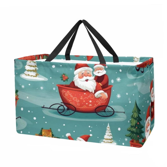 Christmas sled Premium Oxford Cloth Reusable Foldable Shopping Bag – Large Capacity for Picnic Baskets, Toy Baskets, and Shopping Baskets