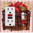 thumbnail image 1 of Metal Light Switch Plate Cover Elegant Strawberry Cake Striped Wallpaper Pink CAK054, 1 of 13