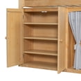 thumbnail image 5 of MODERNLUXE Wood Twin Size Loft Bed with Storage Cabinets and Wardrobe, Storage Bed with LED Light, Wood Color, 5 of 11