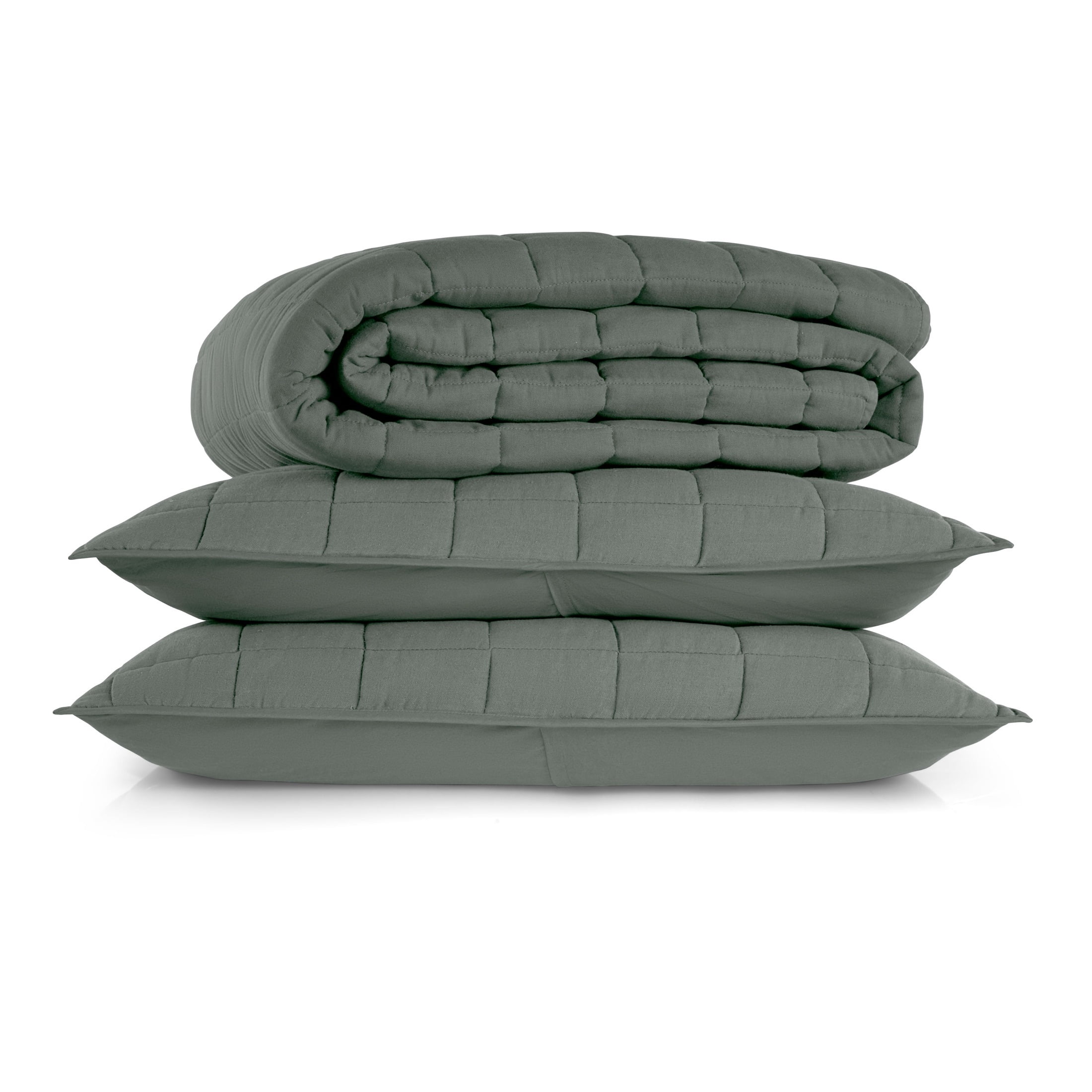 Allswell Organic Cotton 3-Piece Quilt Set, Flagstone Green, Full/Queen