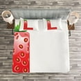 thumbnail image 3 of Ambesonne Letter L Quilted Bedspread Set 3 Pcs, Ripe Strawberry Letter, King Size, Vermilion Green Orange, 3 of 3