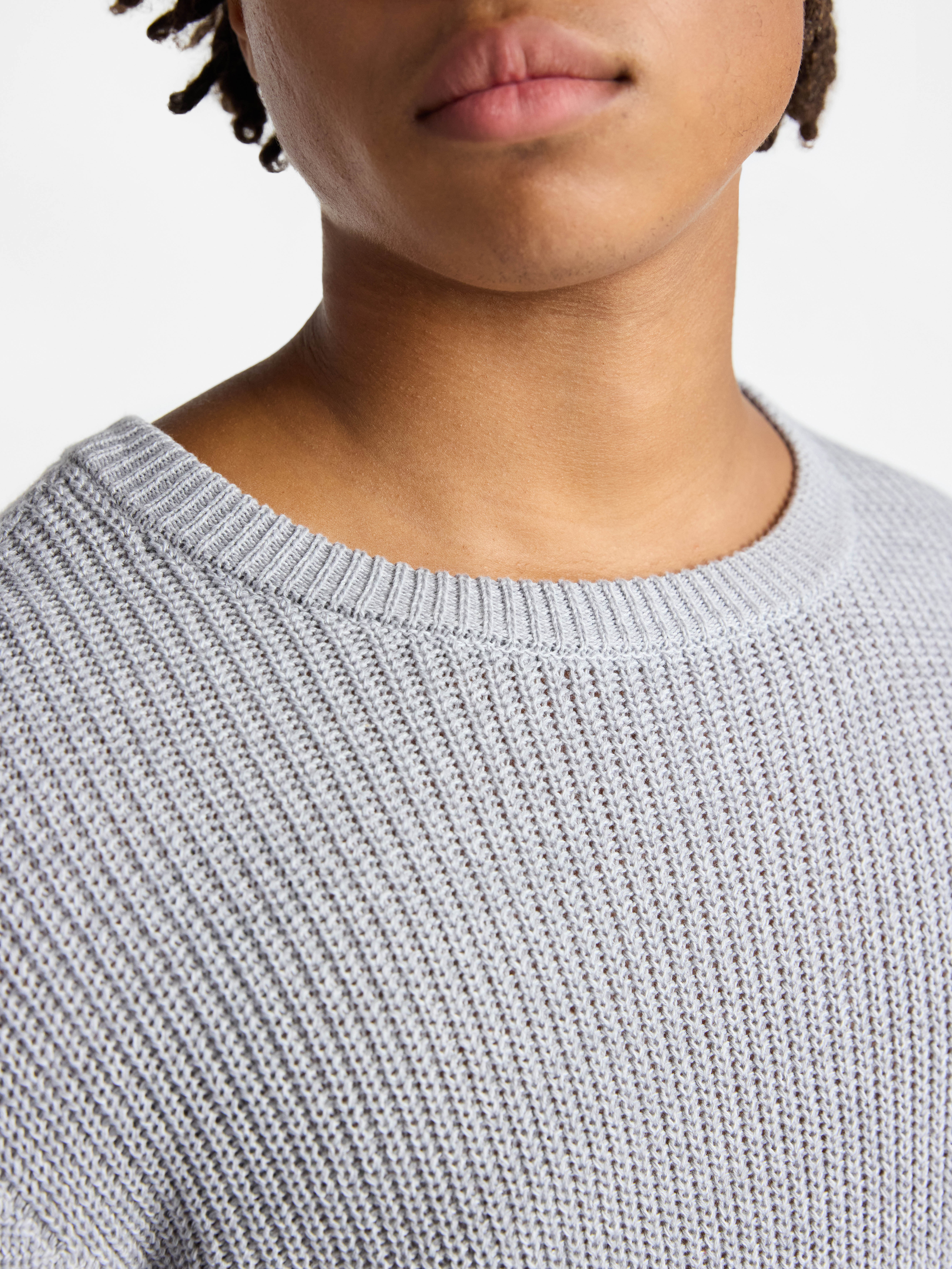 No Boundaries Marled Cotton Crewneck Pullover Sweater, Midweight, Men's & Big Men's