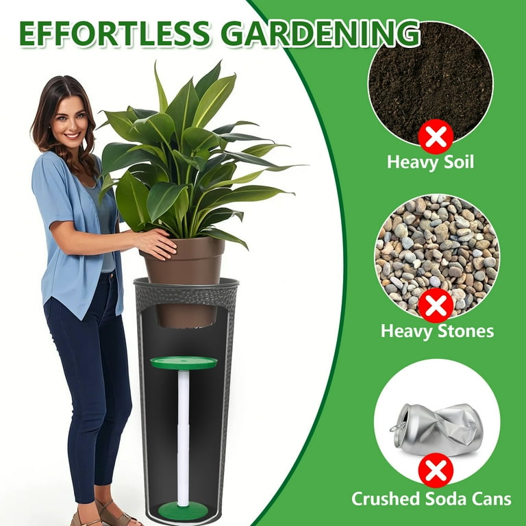 2 Pack Plant Risers for Inside Pots, 11-17" Adjustable Height Plant Risers  with Drainage Holes, Rise Planter Filler Risers for Tall Flower Pots and Large  Plant Pots, 6" 8" 10" Base or