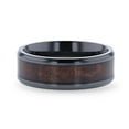 thumbnail image 3 of CERISE Redwood Inlaid Black Ceramic Ring with Beveled Edges - 8mm, 3 of 3