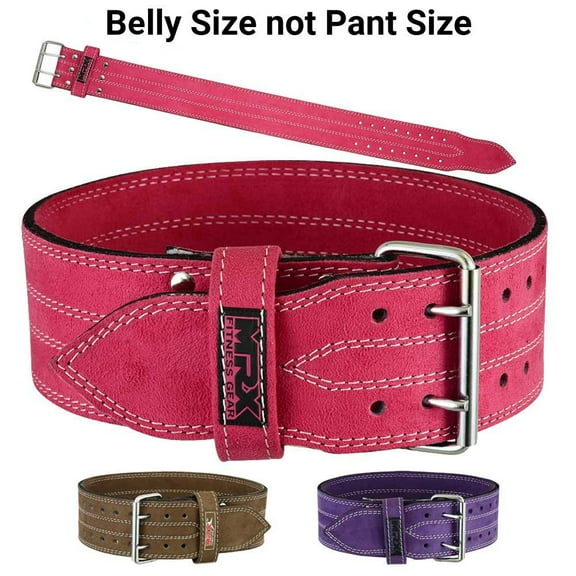 MRX Weight Lifting Leather Belt Training Fitness Back Support Pink L
