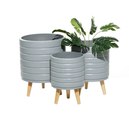DecMode 10 In. Planter, MGO, Grey, 3 - Pieces