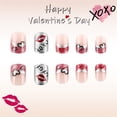 thumbnail image 4 of 24 Pcs French Tip Short Acrylic Nails Heart Lip Full Covers on Nails Valentines Day False Nails, 4 of 8