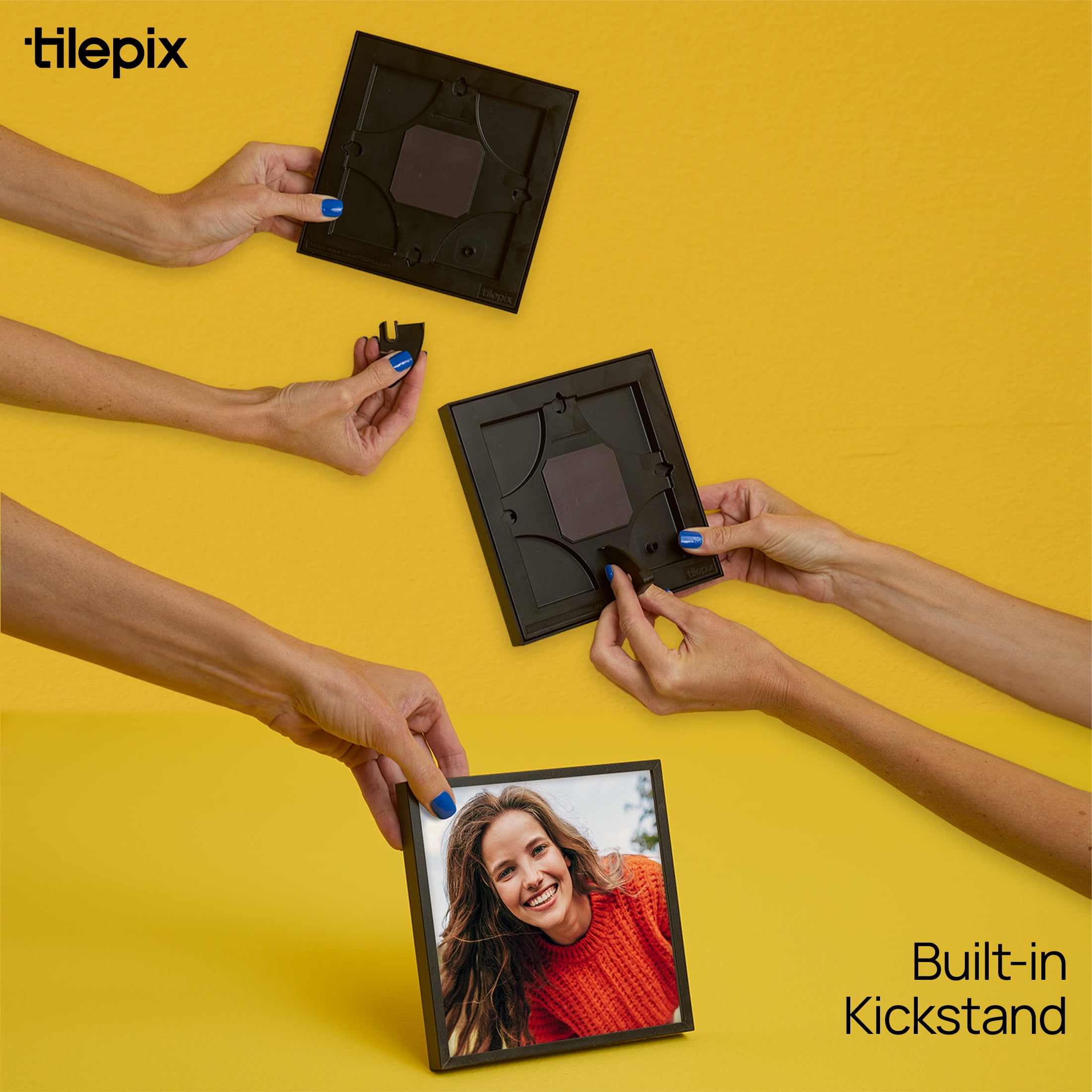 TilePix Mini 6x6 Black Photo Frame - Customizable Magnetic Frame for Gallery Wall, Nail-Free Hanging Photo Tile