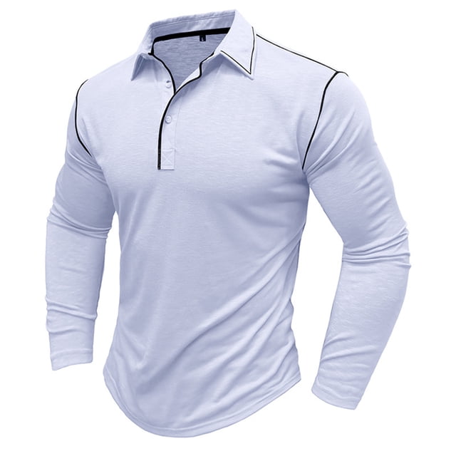 KIHOUT Chandails pour Hommes à Manches Longues Musclé Robuste Basique Blouse de Couleur Unie T-Shirt à Manches Longues Col Rond Blouses et Chemises WH/L2