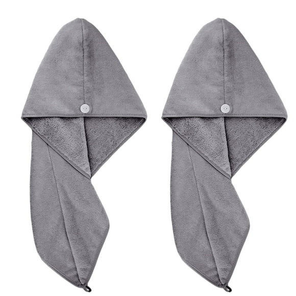 POLYTE Toalla de secado con turbante para el cabello de microfibra (12 x 28 grande, 2 gris oscuro)
