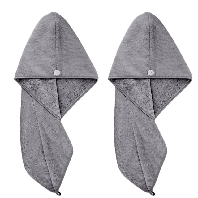 POLYTE Toalla de secado con turbante para el cabello de microfibra (12 x 28 grande, 2 gris oscuro)