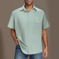 thumbnail image 4 of pstuiky camisetas de hombre, Camisa informal de manga corta con botones para hombre, con textura, ideal para verano, vacaciones y playa. camisas casuales para hombre xxxl, 4 of 7