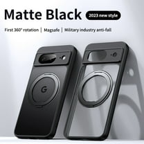 for Google Pixel 8a Case, with 360° Rotatable Magnetic Ring Kickstand [Compatible with Magsafe] [Military-Grade Protection] Shockproof Phone Case for Women Men for Google Pixel 8a, Black