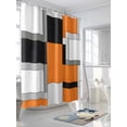 thumbnail image 3 of Orange Black Geometric Shower Curtain, Abstract Patchwork Modern Art Waterproof Shower Curtain Set with 12 Hooks Lightweight Washable Fabric Shower Curtains for Bathroom 72x72 Inches, 3 of 6