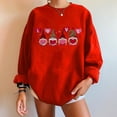 thumbnail image 2 of Pompotops Mode Hauts à Col Rond Imprimé pour Femmes Manches Longues Blouse Confortable Chandail en Molleton, 2 of 4