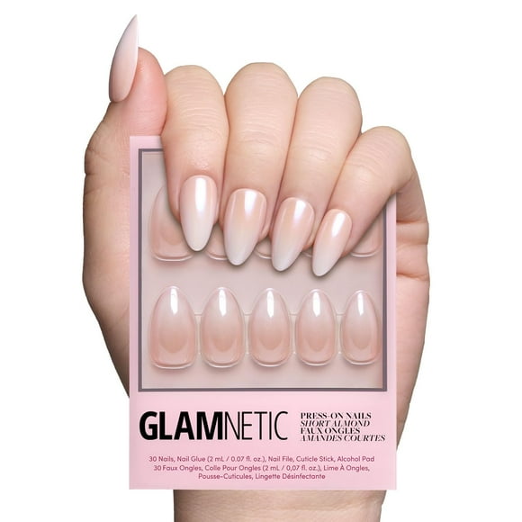 Press On Nails Glamnetic Fiancéd Short Almond Nude Ombré
